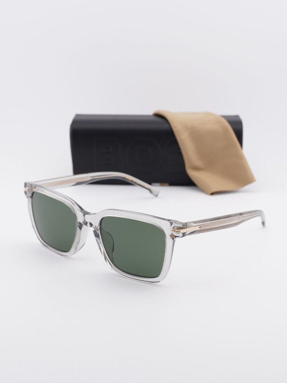 Hugo BOSS 1540/F/SK 0KB7 QT Square Sunglasses - Transparent Grey / Green